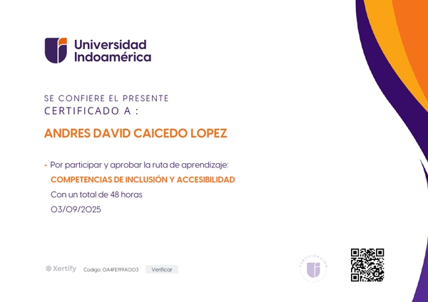 Certificación de Andrés Caicedo López