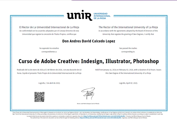 Certificación de Andrés Caicedo López