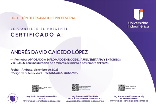 Certificación de Andrés Caicedo López