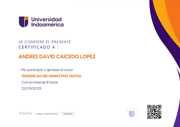 Certificación de Andrés Caicedo López
