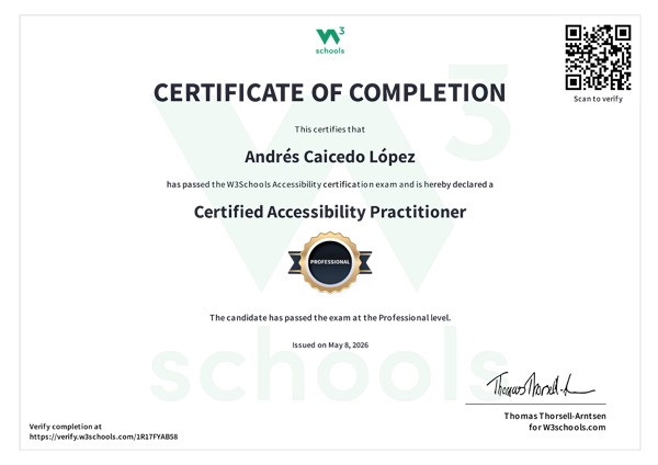 Certificado de Accesibilidad para diseño y desarrollo web